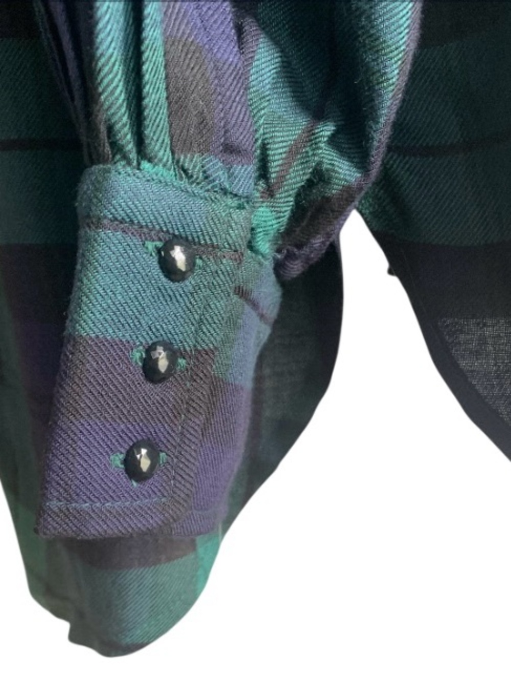 🆕 Chaps Black Watch Tartan Shirt Plaid Button Up Classic Black Green 1X - Picture 7 of 15